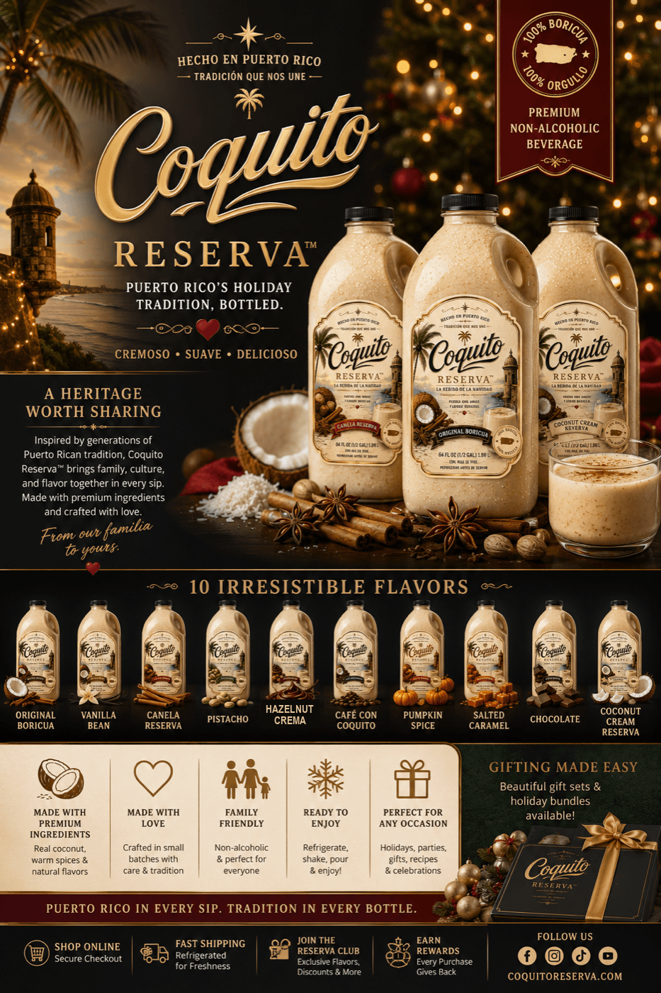 Coquito Reserva Sin Alcohol — premium non-alcoholic beverage